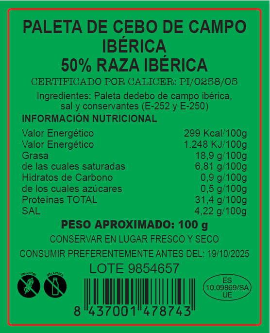 Etiqueta Paleta Cebo de Campo Ibérica